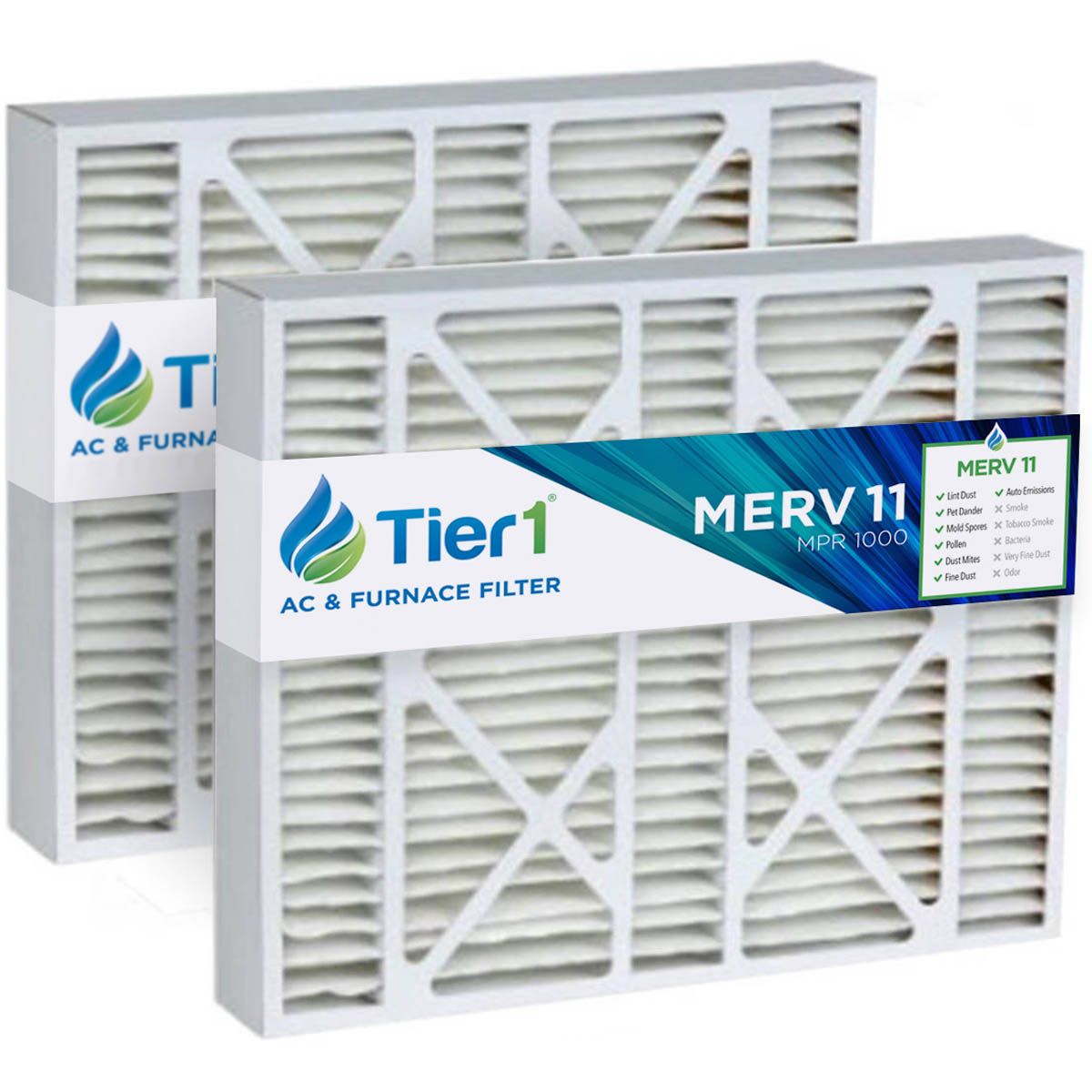 Tier1 19x20x4-1/4 Merv 11 Pleated AC Furnace Air Filter 2 Pack (Actual Size: 19 1/8 x19 13/16 x 4 1/2)
