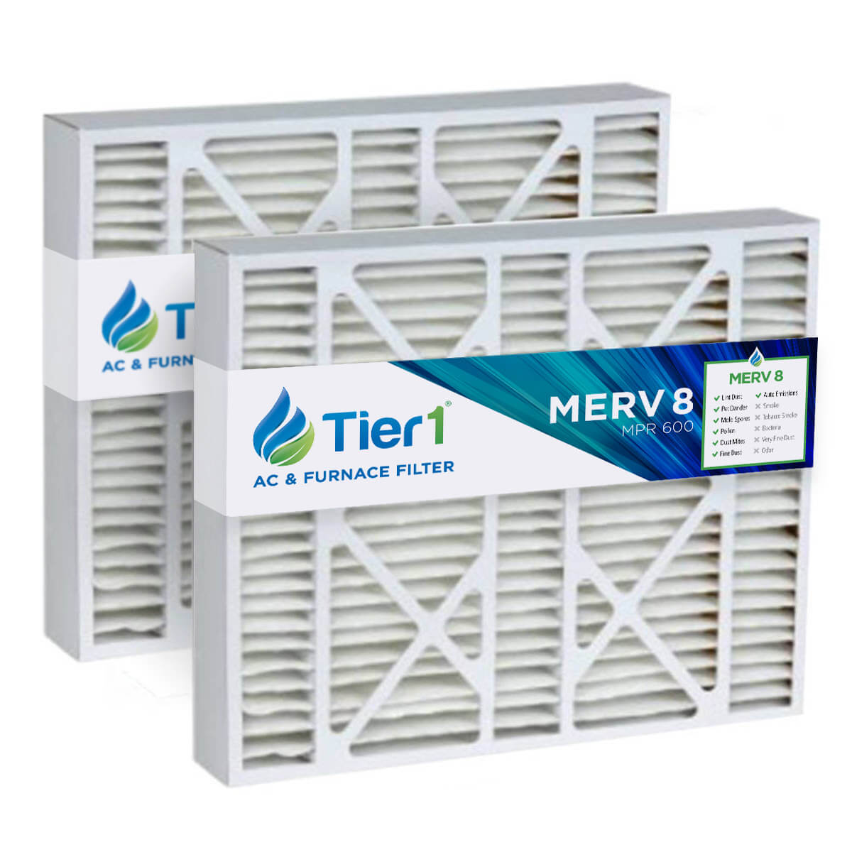 Tier1 19x20x4-1/4 Merv 8 Pleated AC Furnace Air Filter 2 Pack (Actual Size: 19 1/8 x19 13/16 x 4 1/2) - WaterFilters.NET