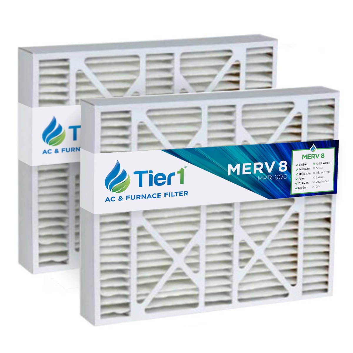 Tier1 21x26x5 Merv 8 Pleated AC Furnace Air Filter 2 Pack (Actual Size: 19 11/16 x 20 11/16 x4 7/8) - WaterFilters.NET