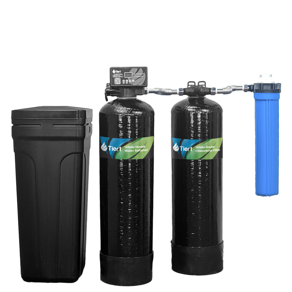 Tier1 32,000 Grain Water Softener &amp; Chloramine Reduction Bundle - Water Softener System plus 600,000 Gallons of Enhanced Performance for Clean, Fresh Water