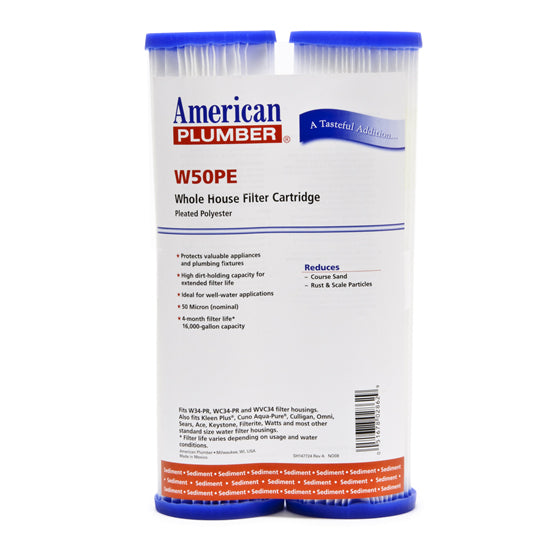 American Plumber W50PE Pleated Polyester Water Filters - WaterFilters.NET