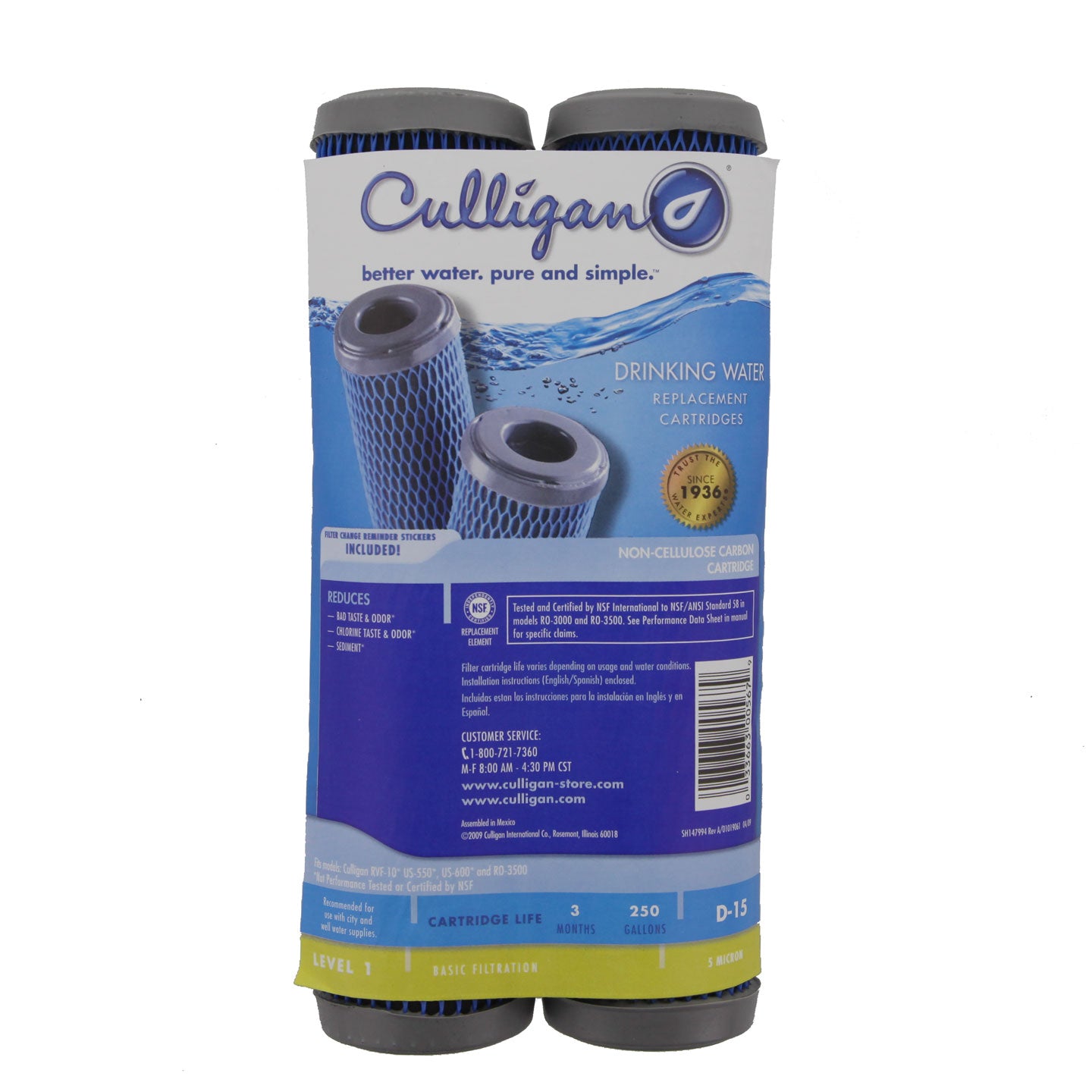 Culligan D-15 Under Sink Replacement Filter (2-Pack) - WaterFilters.NET