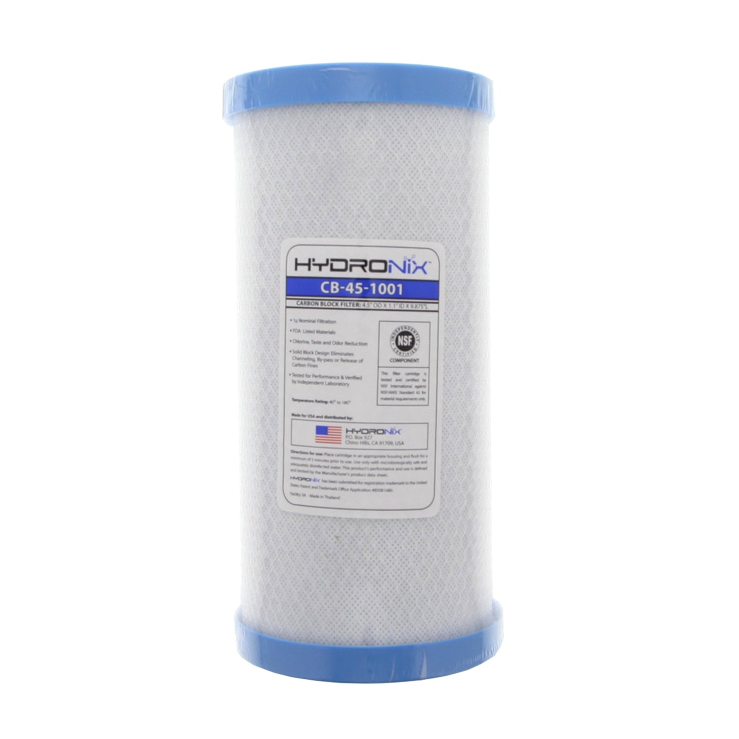 Hydronix CB-45-1001 Replacement Carbon Water Filter  10-inch x 4.5-inch (1 Micron) - WaterFilters.NET