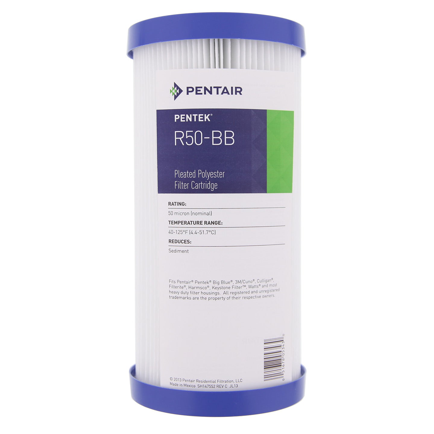 Pentek R50-BB Pleated Polyester Water Filters (9-3/4-inch x 4-1/2-inch) - WaterFilters.NET