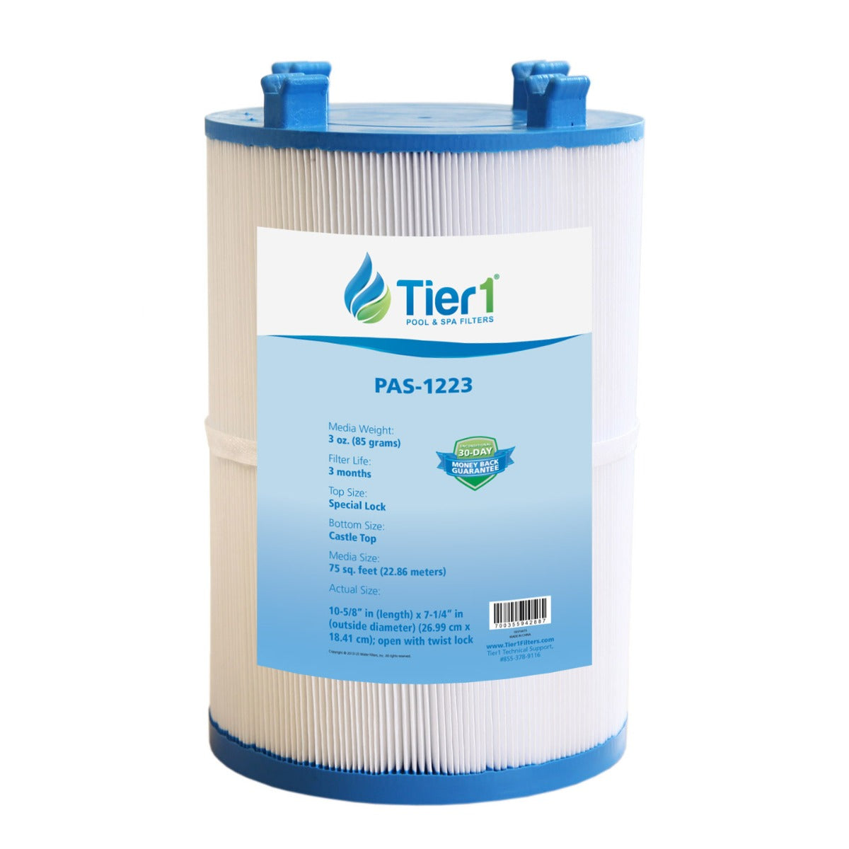 10-5/8 X 7-1/4-Inch Tier1 PAS-1223 Replacement Spa Filter For Dimension One Spas - WaterFilters.NET