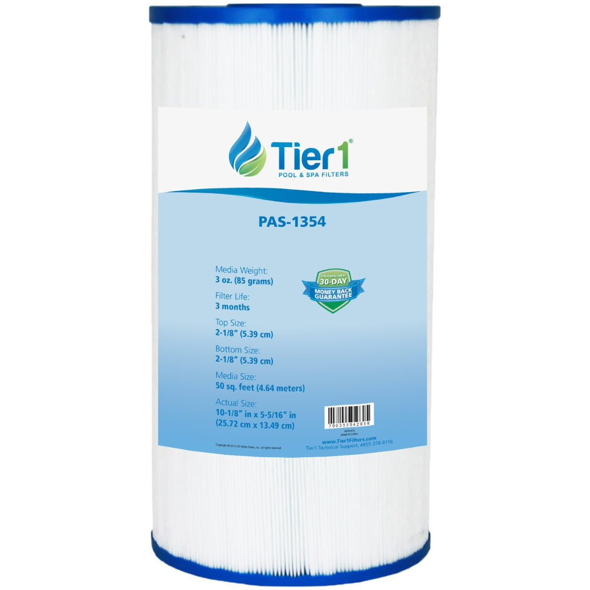 TIER1 PAS-1354 5 5/16-inch Diameter By 10 1/8-inch Length Filter - WaterFilters.NET