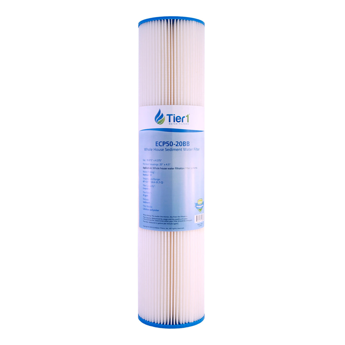 Tier1 Pentek ECP50-20BB Comparable Pleated Sediment Water Filter - WaterFilters.NET