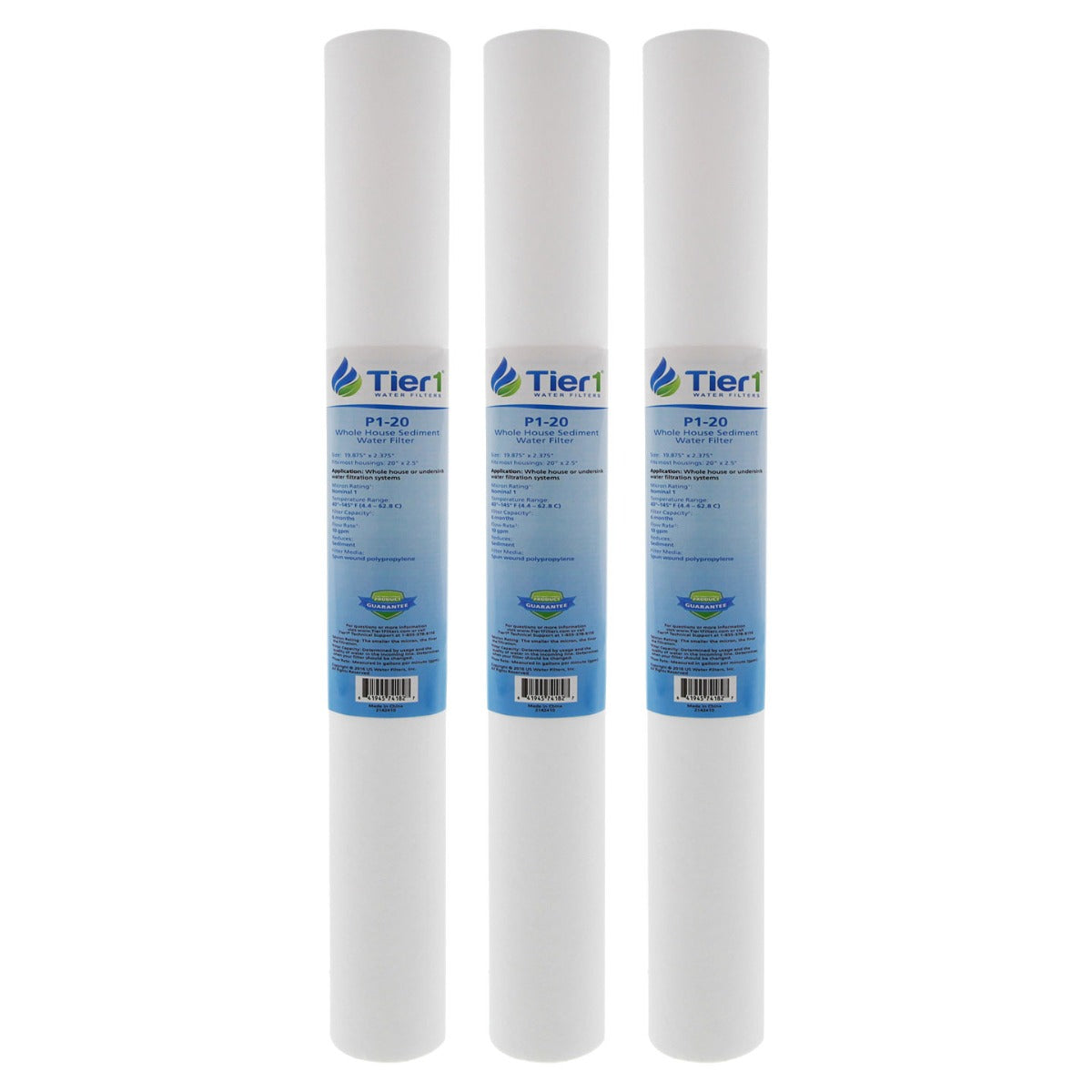 20 X 2.5 Spun Wound Polypropylene Replacement Filter by Tier1 (1 micron) - WaterFilters.NET