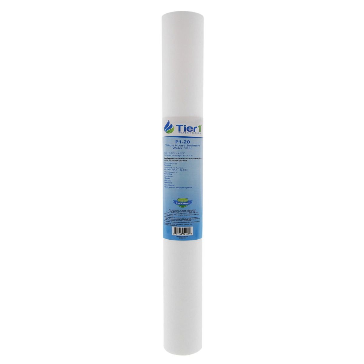 20 X 2.5 Spun Wound Polypropylene Replacement Filter by Tier1 (1 micron) - WaterFilters.NET