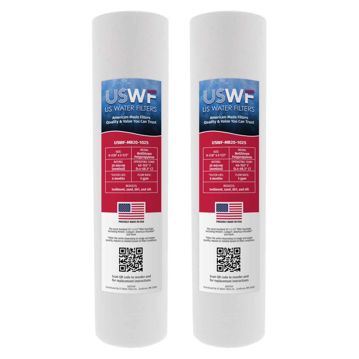 20 Micron Melt Blown Sediment Filter by USWF 10"x2.5"