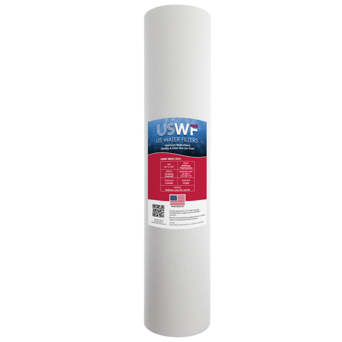 20 Micron Melt Blown Sediment Filter by USWF 20&quot;x4.5&quot;