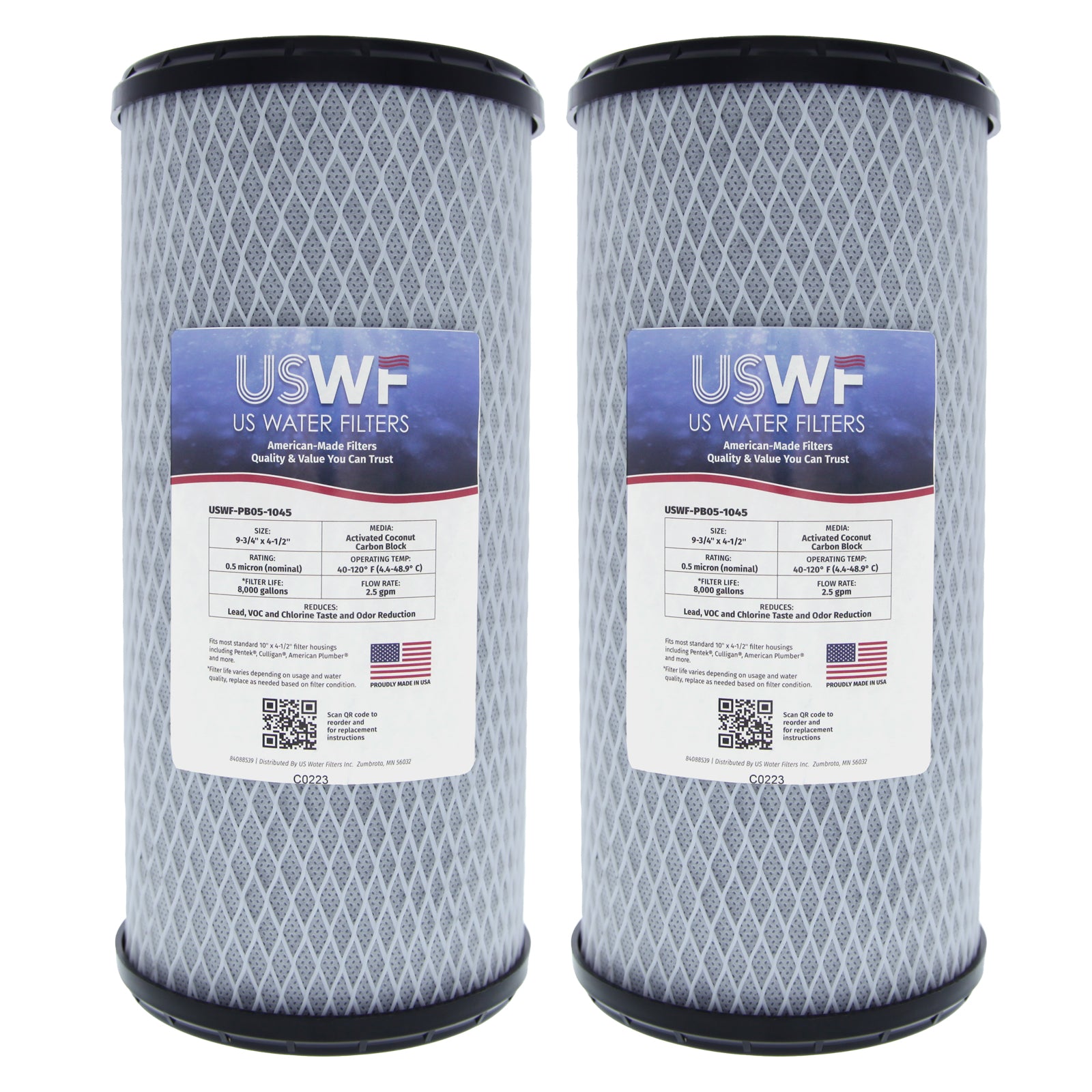 Lead Reducing Carbon Block Filter by USWF 0.5 Micron 10"x4.5"