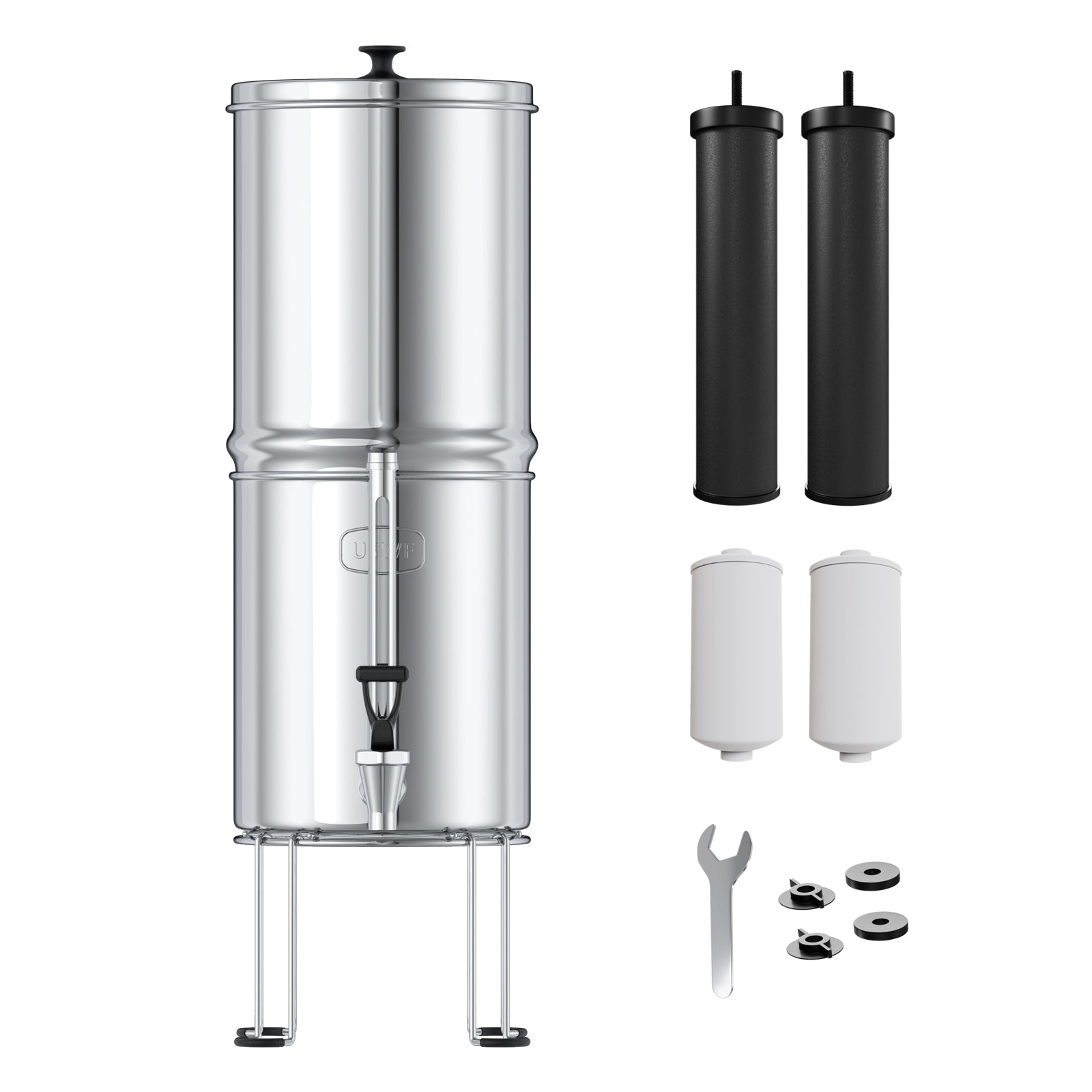 USWF 2.25 Gallon Stainless Steel Gravity Fed Filter System With Fluoride Filtration - WaterFilters.NET